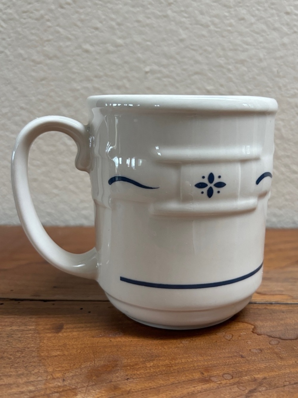 Longaberger Woven Traditions Pottery Mug with Classic Blue Accent USA